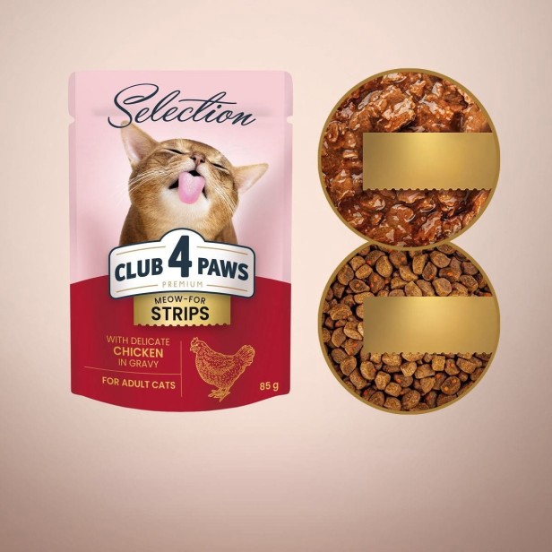 Mokra karma dla kotów z kurczakiem w sosie 85g CLUB 4 PAWS Premium Selection