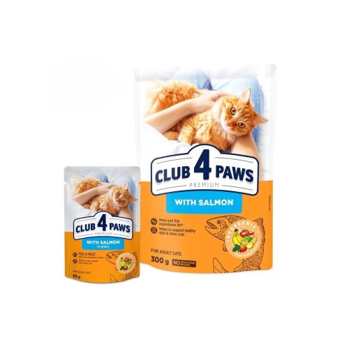 Mokra karma dla kotów z łososiem w sosie 85g CLUB 4 PAWS Premium