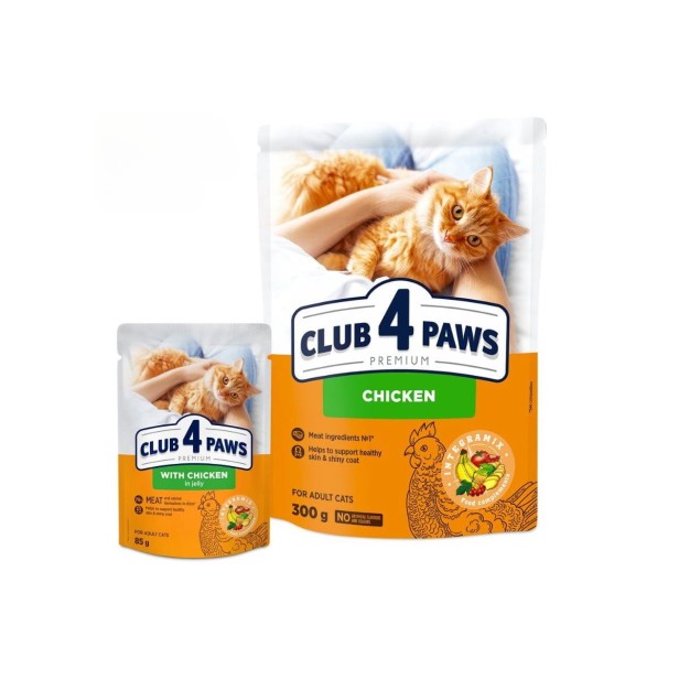 Mokra karma dla kotów z kurczakiem w galarecie 85 g CLUB 4 PAWS Premium