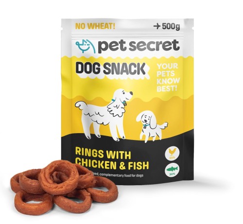 Pierścienie z kurczakiem i rybą 3x500g, przysmak dla psa Pet Secret