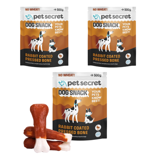 Kość prasowana biała z królikiem 3x500g, przysmak dla psa Pet Secret