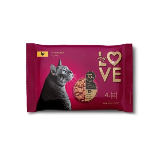 Karma w saszetkach dla kotów z kurczakiem w sosie 4x85g My Love