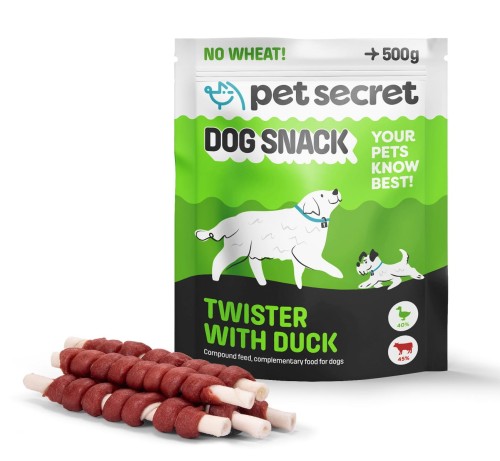 Twister z kaczką 3x500g, przysmak dla psa Pet Secret
