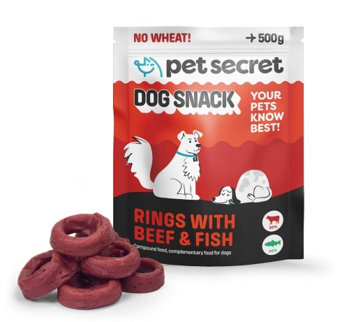 Pierścienie z wołowiną i rybą 3x500g, przysmak dla psa Pet Secret