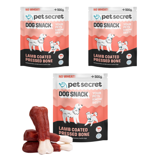 Kość prasowana biała z jagnięciną 3x500g, przysmak dla psa Pet Secret