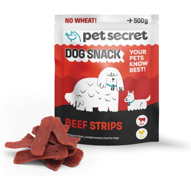 Miękkie paski z wołowiną 3x500g, przysmak dla psa Pet Secret