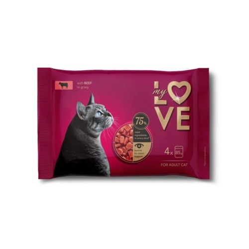 KG21-2442.jpgKarma w saszetkach dla kotów z wołowiną w sosie 4x85g My Love