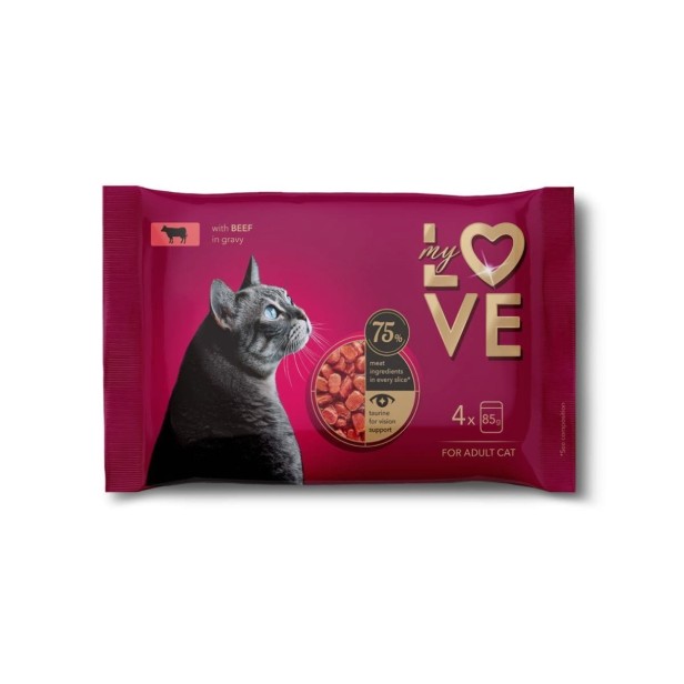 KG21-2442.jpgKarma w saszetkach dla kotów z wołowiną w sosie 4x85g My Love