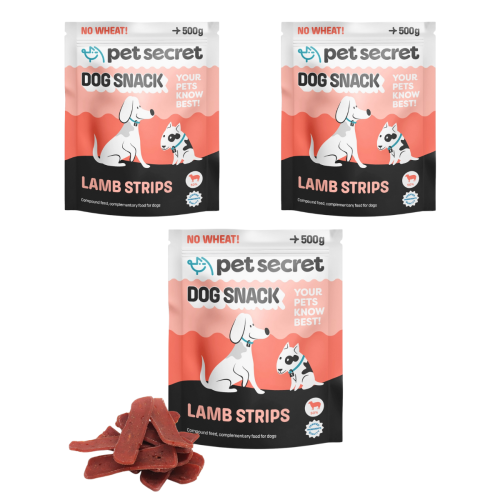 Miękkie paski z jagnięciną 3x500g, przysmak dla psa Pet Secret