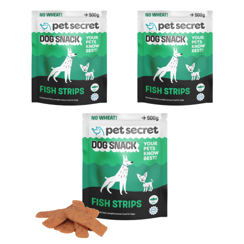 Miękkie paski z łososiem 3x500g, przysmak dla psa Pet Secret