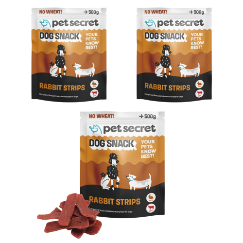 Miękkie paski z królikiem 3x500g, przysmak dla psa Pet Secret