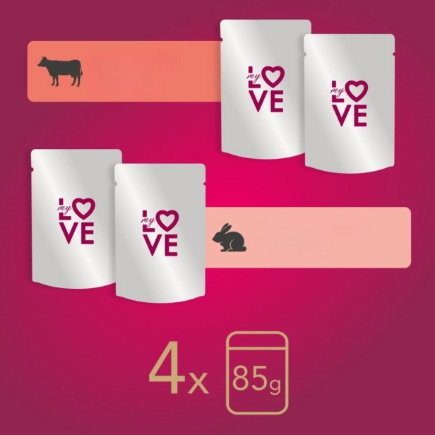 Karma w saszetkach dla kotów z królikiem i wołowiną 4x85g My Love