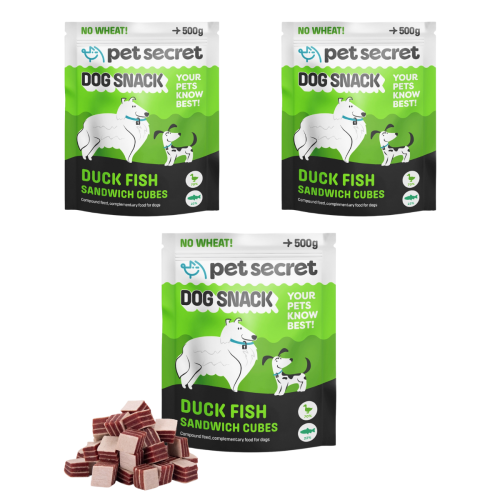 Sandwicz z kaczką i rybą 3x500g, przysmak dla psa Pet Secret