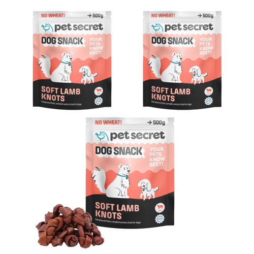 Miękkie węzełki z jagnięciną 3x500g, przysmak dla psa Pet Secret