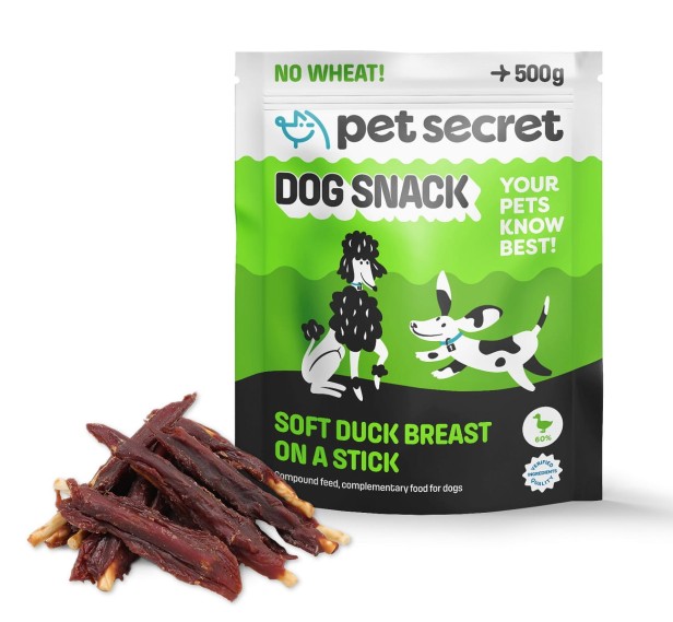 Miękka pierś z kaczki na patyku 3x500g, przysmak dla psa Pet Secret