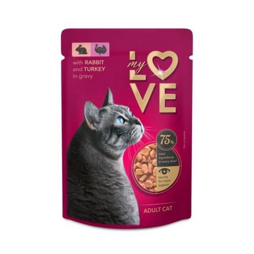 MY LOVE mokra karma dla kotów z królikiem i indykiem w sosie 85g