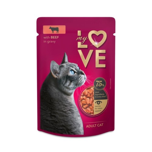 MY LOVE mokra karma dla kotów z wołowiną w sosie 85g