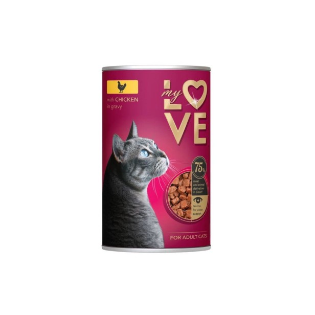 Mokra karma dla kotów w puszce My Love – Kurczak w sosie 415g