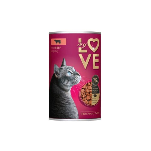 Mokra karma dla kotów w puszce My Love – Wołowina w sosie 415g