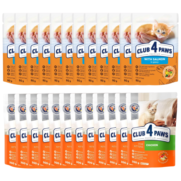 Mokra karma dla kociąt 24x80g MIX 2 smaków Club 4 Paws