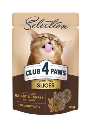 Mokra karma dla kotów ze śledziem i królikiem 24x80g MIX Club 4 Paws