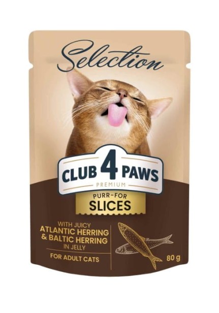Mokra karma dla kotów ze śledziem i królikiem 24x80g MIX Club 4 Paws