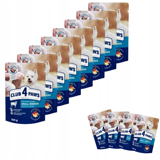 Mokra karma dla psów małych ras 24x100g z kurczakiem i jagnięciną MIX Club 4 Paws