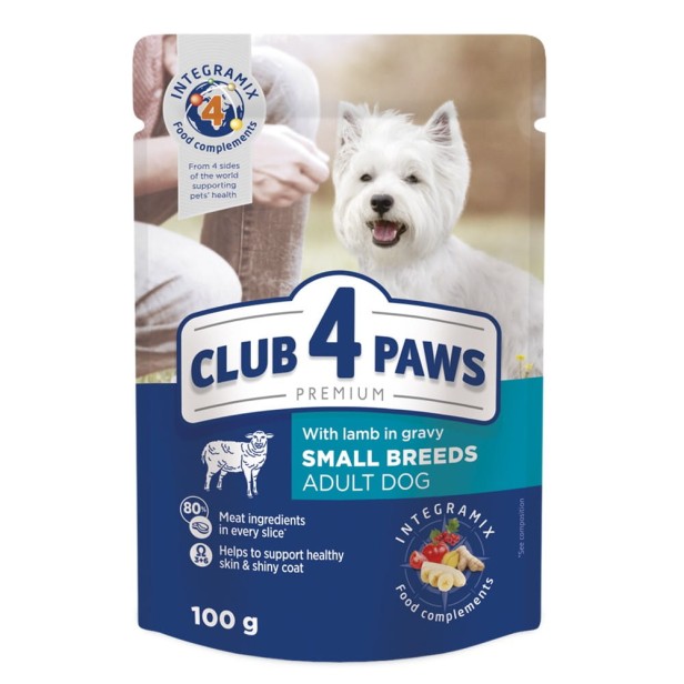 Mokra karma dla psów małych ras 24x100g z kurczakiem i jagnięciną MIX Club 4 Paws
