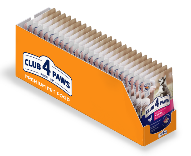 Mokra karma dla szczeniąt 24x100g z kurczakiem i indykiem MIX Club 4 Paws