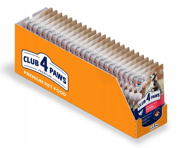 Mokra karma dla szczeniąt 24x100g z kurczakiem i indykiem MIX Club 4 Paws