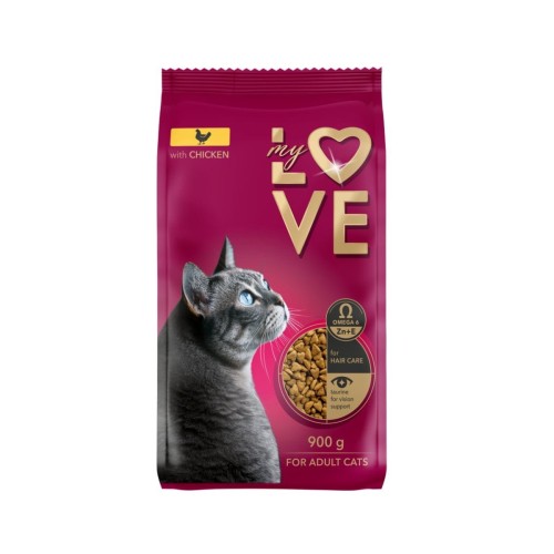 Sucha karma dla kotów dorosłych MY LOVE – Kurczak 900g