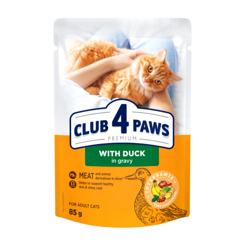 Mokra karma dla kota z kaczką w sosie 85g CLUB 4 PAWS Premium
