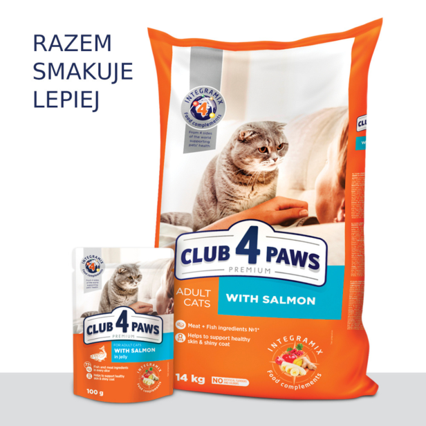Sucha karma dla kotów z łososiem 900g Club 4 Paws Premium