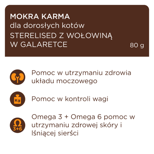 Mokra karma dla kotów sterylizowanych i kastrowanych z wołowiną 80g Club 4 Paws Premium