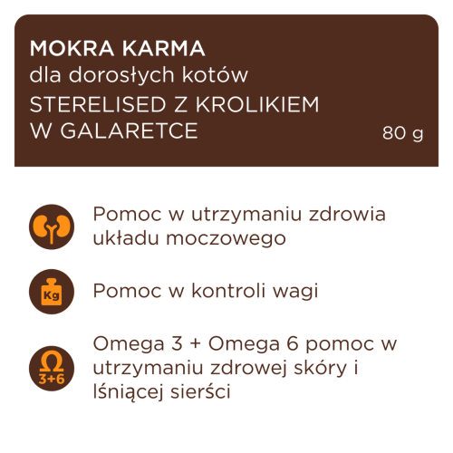Mokra karma dla kotów sterylizowanych i kastrowanych z królikiem w galarecie 80g Club 4 Paws Premium