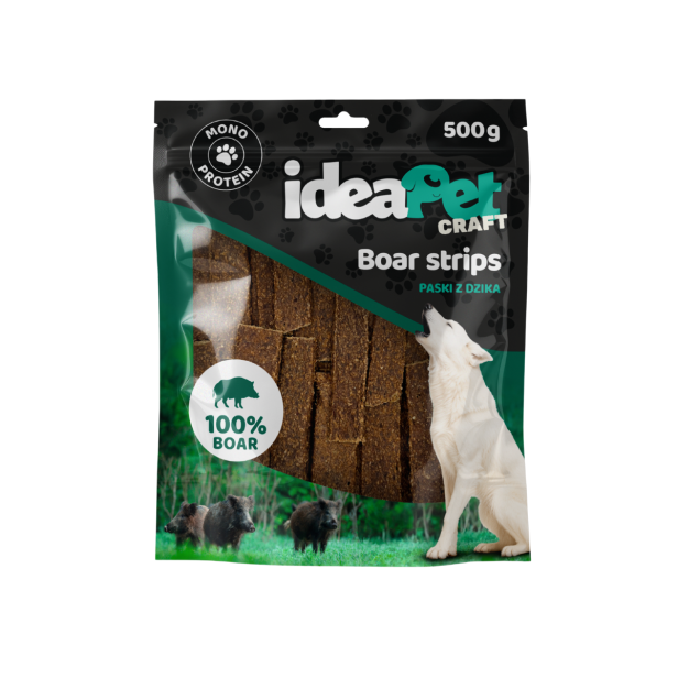 Paski z dzika 500g, przysmak dla psa ideaPet Craft