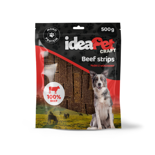Paski z wołowiny 500g, przysmak dla psa ideaPet Craft