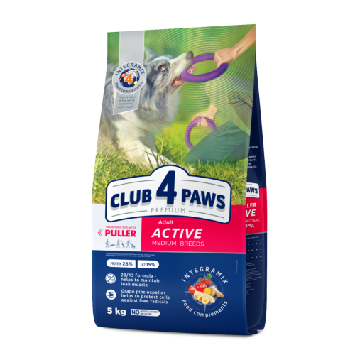 Sucha karma dla psów średnich ras "Active" 5 kg Club 4 Paws