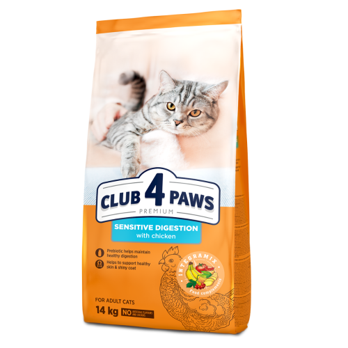 Sucha karma dla kotów z wrażliwym przewodem pokarmowym z kurczakiem 14kg Club 4 Paws Premium