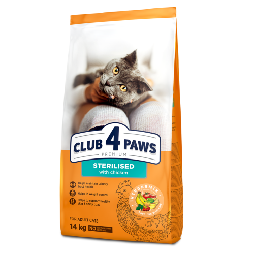 Sucha karma dla kotów sterylizowanych i kastrowanych z kurczakiem 14kg Club 4 Paws Premium