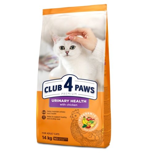 Sucha karma dla kotów wspierająca prawidłowe działanie układu moczowego z kurczakiem 14kg Club 4 Paws Premium