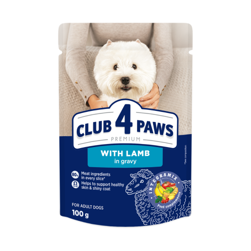 Mokra karma dla psów małych ras z jagnięciną w sosie 100g Club 4 Paws Premium