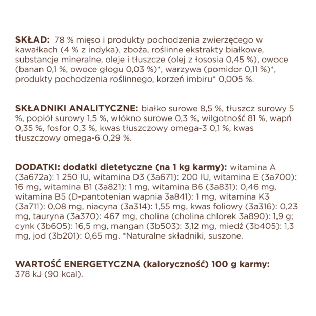 Mokra karma dla kotów z indykiem w galarecie 85g Club 4 Paws Premium