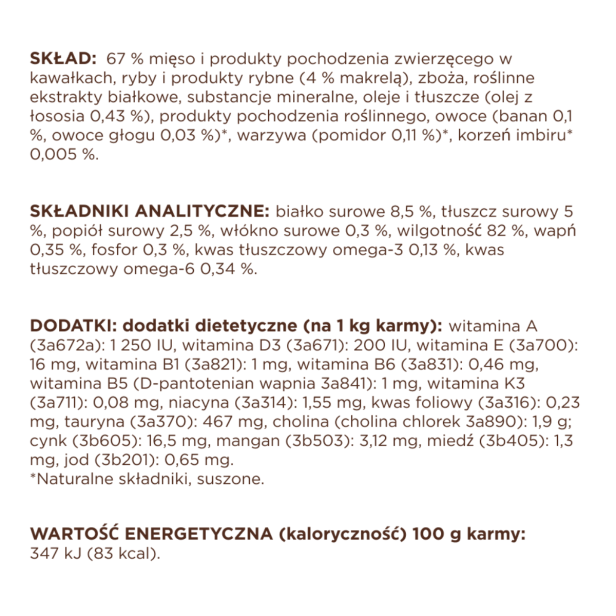 Mokra karma dla kotów z makrelą w sosie 85g Club 4 Paws Premium