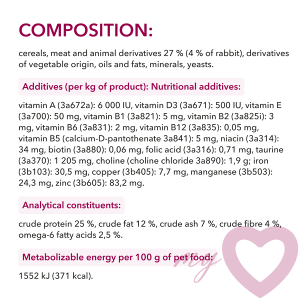 Sucha karma dla kotów dorosłych z królikiem 11kg My Love