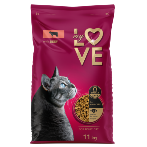 Sucha karma dla kotów dorosłych z wołowiną 11kg My Love