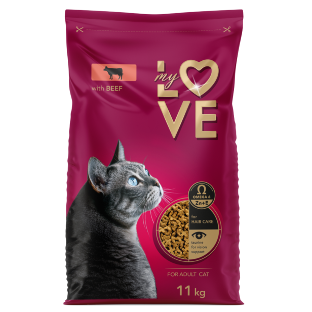 Sucha karma dla kotów dorosłych z wołowiną 11kg My Love