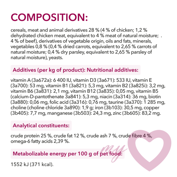 Sucha karma dla kotów dorosłych z kurczakiem, wołowiną i warzywami 11kg My Love