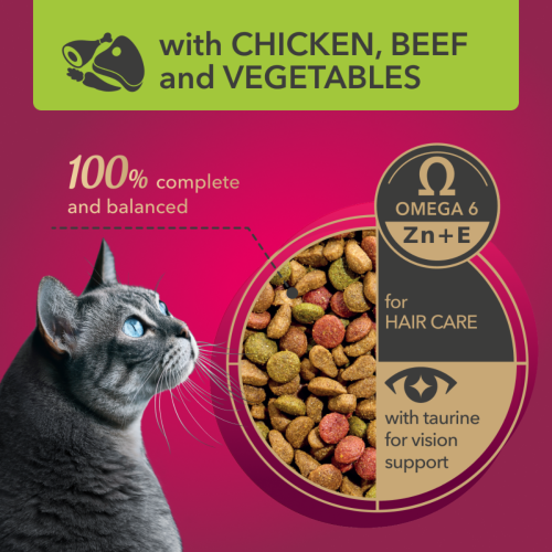 Sucha karma dla kotów dorosłych z kurczakiem, wołowiną i warzywami 900g My Love