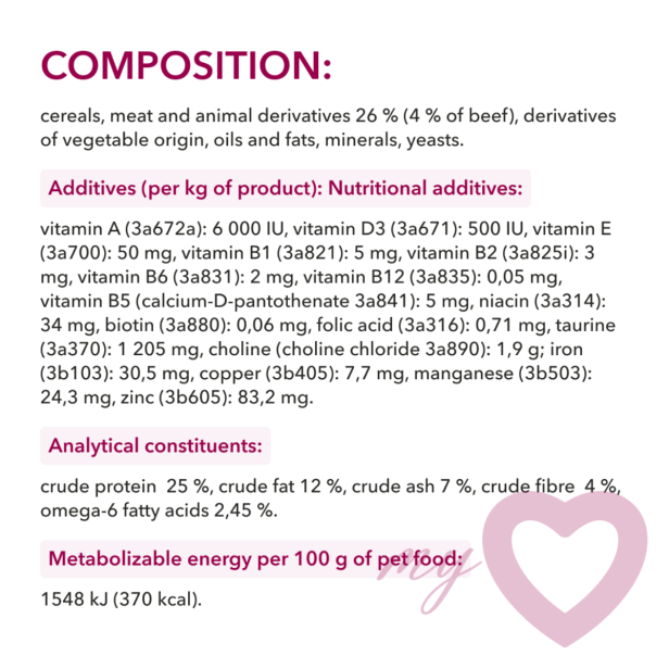 Sucha karma dla kotów dorosłych z wołowiną 900g My Love